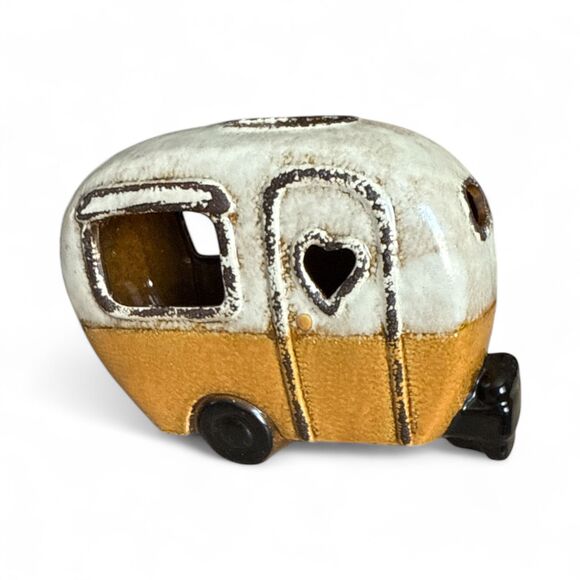 Kirkland's Retro Camper RV Yellow Ceramic Tabletop Lamp Night Light 5" x 6.75" - Picture 2 of 4